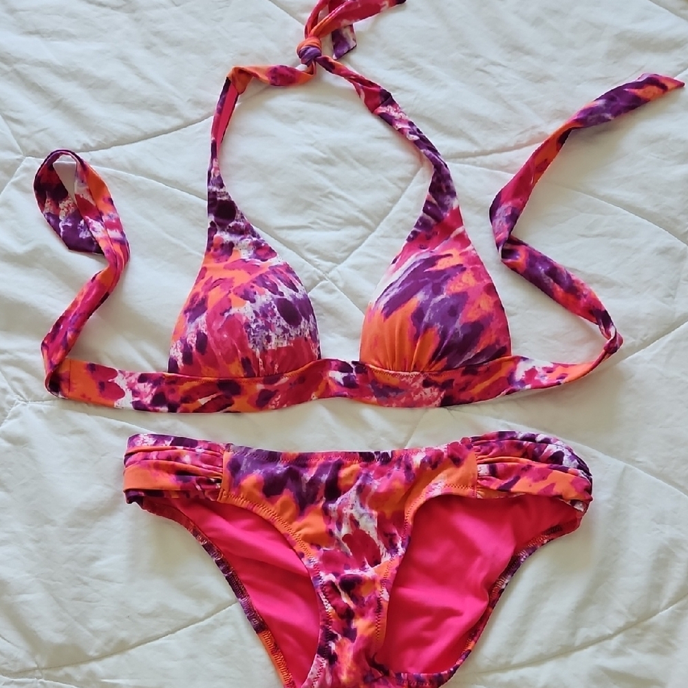 Victoria' Secret Vibrant Pink and Orange Bikini Set, Small